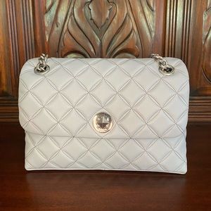 Kate Spade Natalia Dusty Blue Medium Flap Quilted Shoulder Crossbody Chain Bag